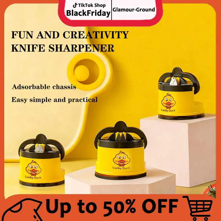 TikTokShopfalldealsforyou Adsorbable Knife Sharpener, Mini Suction Cup Knife Sharpening Tool, a Compact & Easy to Use Tungsten Steel Manual Sharpener for Household Kitchen Knives & Fruit Knifes