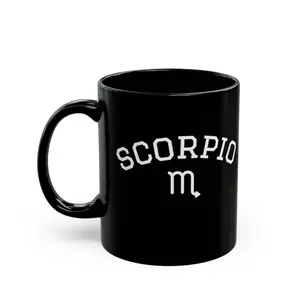 Scorpio Zodiac Symbol Mug | Black Ceramic Coffee Cup