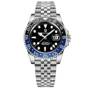 Classic style retro black and blue bezel watch