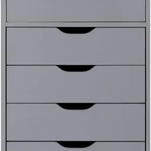 Drawer Dresser Storage Cabinet for Makeup Dresser Tall Chest of Drawers, Drawer Chest Makeup Cabinet with Wheels Wood Closet Storage Drawers for Bedroom by Naomi Home - 6 Drawer, Gray