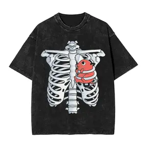 valentine shirts  Vintage Washed Japan Anime Chainsaw Man T-Shirts Bombs Devil Reze Cotton Tees Men Women Leisure 2Oversized Y2K Fun Casual Tops