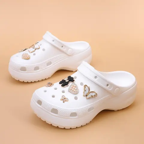 Women's Cute Rhinestone Decorated Platform Slides, Sliders Shoes, Casual Comfortable EVA Slippers, Soft Thick Sole, Fashionable for Beach, Indoor & Outdoor Wear, Summer