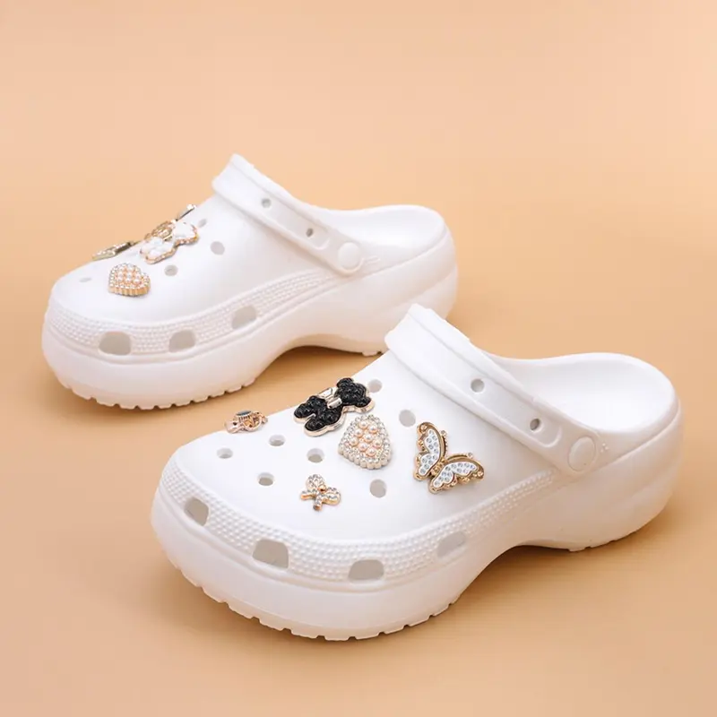 Women's Cute Rhinestone Decorated Platform Slides, Sliders Shoes, Casual Comfortable EVA Slippers, Soft Thick Sole, Fashionable for Beach, Indoor & Outdoor Wear, Summer