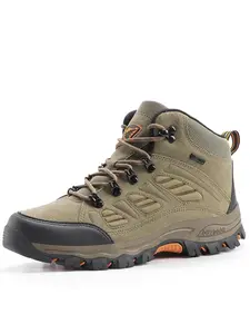 Men's Sporty Lace Up Mid Top Hiking Shoes, Casual Comfortable Breathable Lightweight Sneakers, Outdoor Sports Shoes for Daily Wear, Trekking Shoes