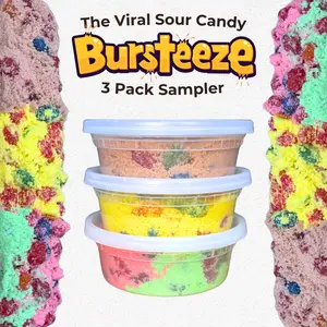 Candeeze Bursteeze Soda 3-Pack Sampler – Strawberry Kiwi, Lemon & Cola – Sweet, Sour & Extreme Sour – TikTok Trending Candy – Made in USA