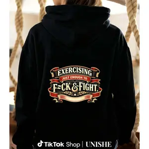 Unisex Long Sleeve Fitness Hoodie – Sarcastic Exercising Just Enough To Fck & Fight