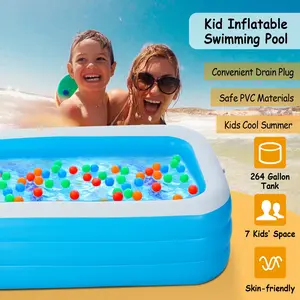 Inflatable swimming pool, children's inflatable leisure pool, baby inflatable leisure pool, adult inflatable water ball pool, outdoor garden backyard summer water party, 120*72*24in