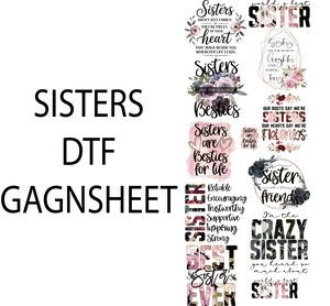 SISTERS DTF GANSHEET FOR SHIRTMAKING with Floral Designs and Inspirational Quotes for Creative Crafting
