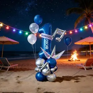 Klein Blue Number Balloon Column Set, Birthday Party Decoration, Photo Prop, Outdoor Beach Party, Symbol Shape Aluminum Foil Balloons