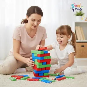Sumtomo Tumbling Tower Stacking Blocks,Colored Cartoon Plastic Building Blocks Board Toppling Tumbling Tower