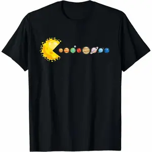 Cotton Short Sleeve Planetary System Star Eating Planets Sun Funny Astronomy T-Shirt For Men Women ﻿ - Printed Shirt
