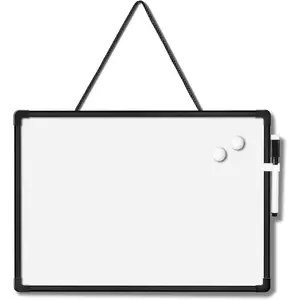 Double-Sided Small White Board 14" x 11", Dry Erase Board for Wall, Black Frame Mini  Whiteboard for  School Office