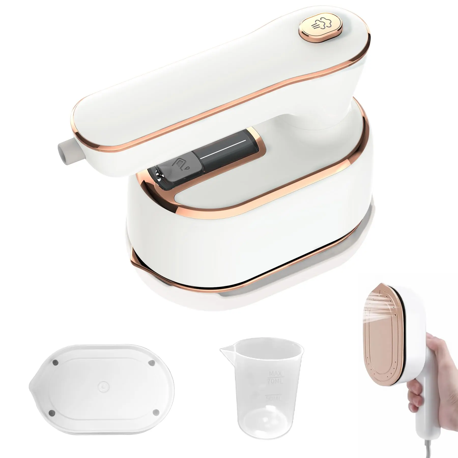 Handheld Clothing Steamer Mini, Portable 2-in-1 Steamer & Iron, 180° Rotatable, Multi-Directional Steaming for Clothes – Dorm Room Essential