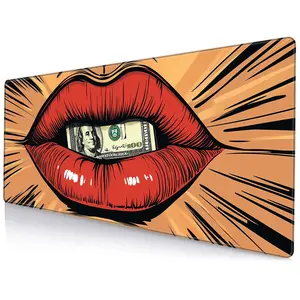 Creative Lip & Money Pattern Mouse Pad, Washable Rubber Mouse Pad, Non-slip Mousepad, Desktop Accessories for Office & Home