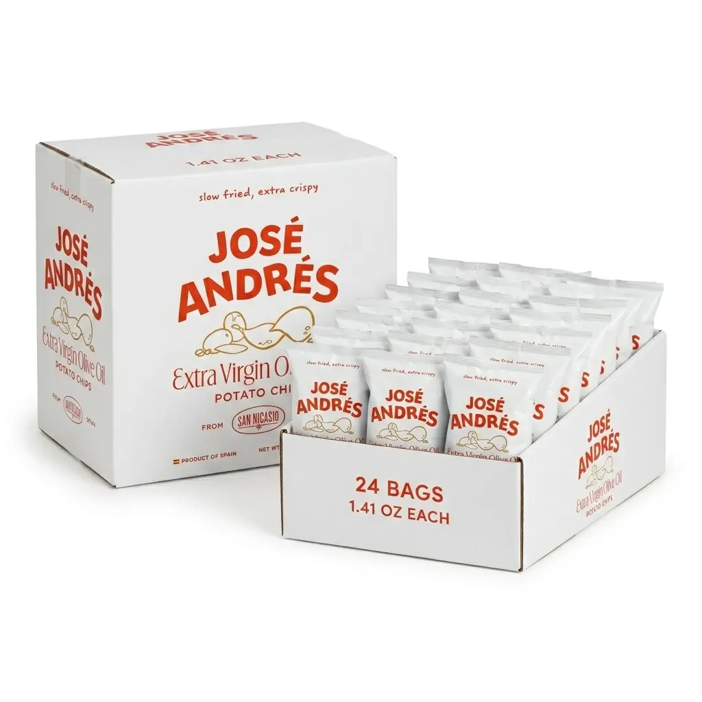 Jose Andres Foods Potato Chips, 1.41 oz, 24 Pack Crunchy Natural Flavor Salt Dry Crispy Single-Serve Snacks Gluten-Free