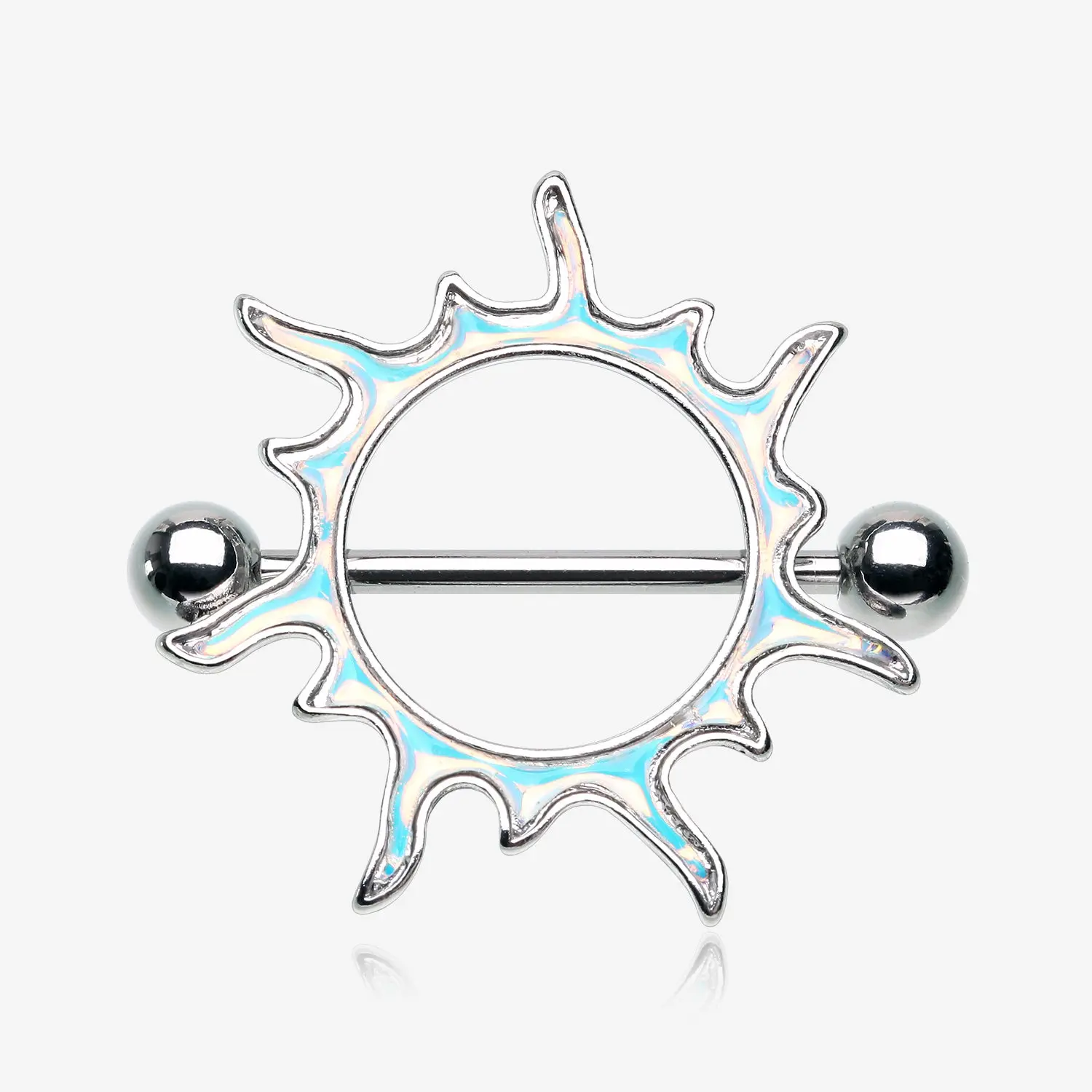 A Pair of Iridescent Revo Blazing Sun Nipple Shield