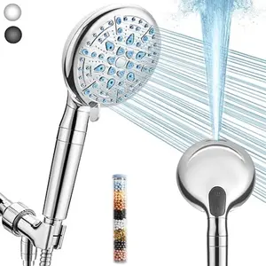 Filtered Shower Head with Handheld, Adjustable 9 Spray Modes Rain Heads, Detachable High Pressure Rainfall Showerhead, 10 Layer Filters for Hard Water, and 70 Inchs Long Hose Extension (Chrome)