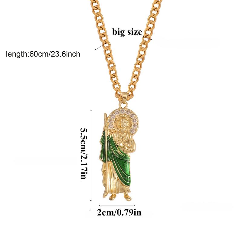 San Judas Tadeo Chain Jesus Necklace Builder Necklace Joye Riade San Juda Saint Jude Rhinestone Cross San Juda