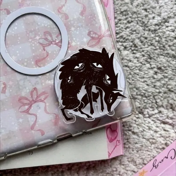 Neon Monster Wolf Phone Grip, Cyberpunk Werewolf Griptok, Fierce Blue Wolf Phone Stand, Edgy Beast Aesthetic Accessory, Cool Animal Gift for Men & Teens magnetic mount