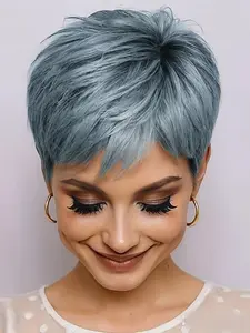 Natural Pixie Cut Human Hair Wig, Straight Layered Design, Short Hairstyle, Perfect for Everyday Wear & Stylish Looks, Natural Looking Wigs, Stylist Friendly Wig
