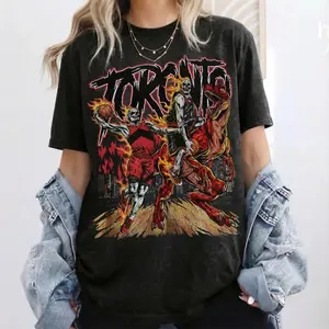 Toronto Basketball Skull Vintage 90s Shirt, Retro Amerian Basketball Graphic Wash Tee, Streetwear style Hoodie, Sweatshirt, Game Day Shirt, Gift for him and her