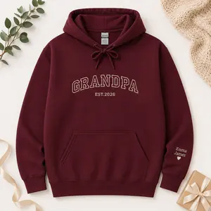 Personalized Grandpa Sweatshirt, Embroidered Grandpa Sweatshirt with Grandkids Names on Sleeves, Father's Day Gifts, Gifts for Grandparents