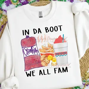 Stitched Magnolia Exclusive In Da Boot We All Fam Mardi Gras Cozy Sweatshirt Louisiana Culture crawfish Boils Snoballs Classic Unisex Tee