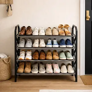 4-Tier Metal Shoe Rack Stand for Entryways Bedrooms Living Room Bedroom Decor Sturdy Freestanding Organizer Lightweight No Assembly Required Home Essentials Shoe Rack Tower