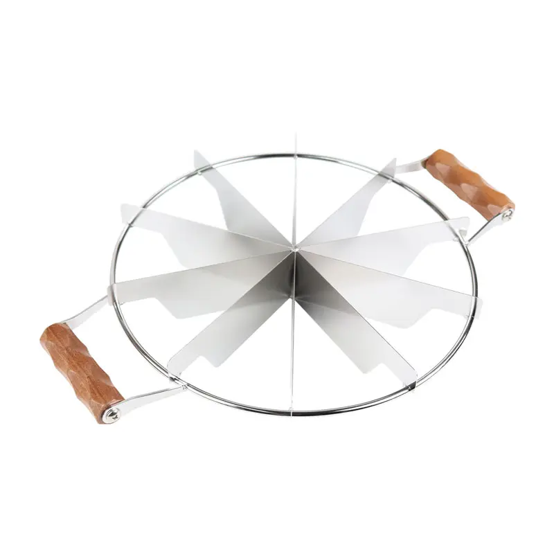 【Back to School Shopping】SOTECH 10/8/6-Cut Stainless Steel Pie Slicer Cheesecake Cutter for Even Slices Divider with Side Wooden Handle Press Cake Portion Cutter Divider Kitchen Tools Baking Supplies for Restaurant Wedding Party Birthday Pizza Pastry Pie,