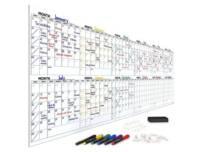Extra Large Dry Erase Calendar Poster 100"x36"