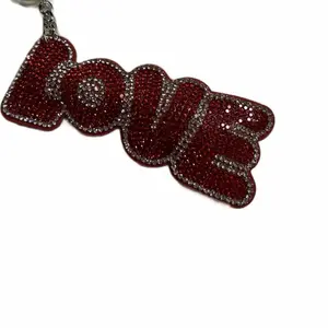 Red LOVE Bag Charm with Crystal Accents for Stylish Accessory