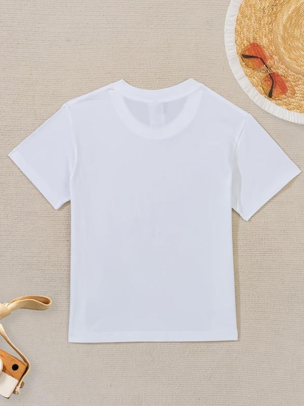 Single Piece, Short T-shirt for Girls Aged 3-12, Featuring Trendy K-pop Girl Group Patterns with 3D Printing, Made of, Machine Washable, Casual and Comfortable, Soft and Breathable, Essential for Daily Wear and Outdoor Sports.