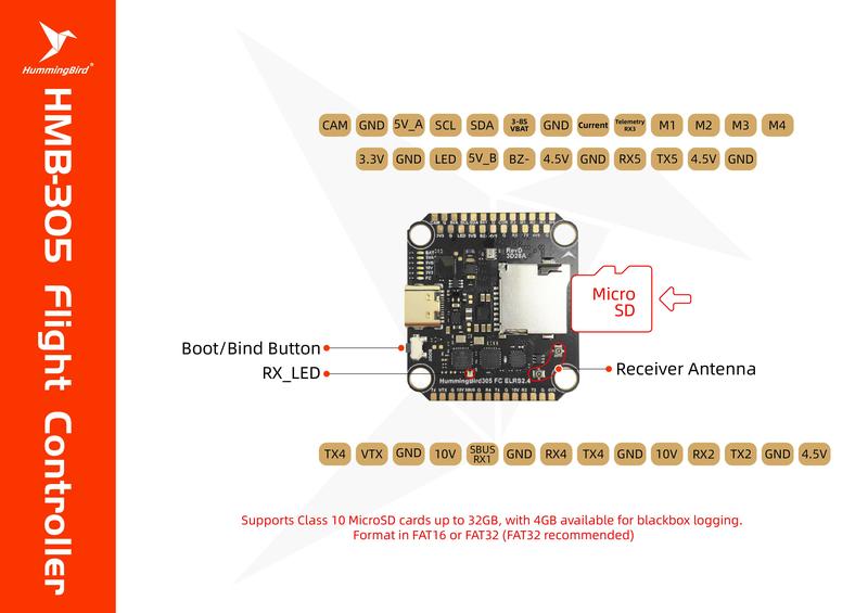 Hummingbird 305 Flight Stack – F722 FC with Built-in ELRS + 80A 4in1 ESC