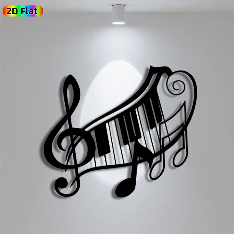 1pc Avant - Garde Piano with Treble Clef and Music Notes Metal Wall Art, Avant - Garde Piano with Treble Clef and Music Notes Statue Mural, Iron Craft, Perfect for Living Room, Lounge, Studio Decor, Christmas Decor, Ideal Gift for Music Enthusiasts
