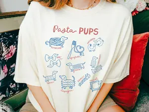 Funny Pasta Dachshund Tshirt, Italian Foodie Wiener Dog Vintage Graphic Tee, Doxie Mom Tshirt, Weenie Mom Tee