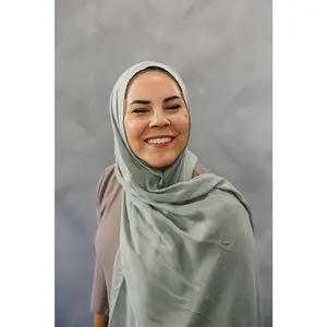 Bamboo Woven Solid Hijab - Sage Green