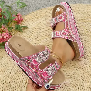 Women's Cork Footbed Comfort Slides Soft Flat Sandals Arch Support Slippers for Beach Pool Party Spring Summer Outdoor Walking