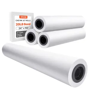 VEVOR Wide Format Paper, 24 inx 150 ft Plotter Paper, 4 Rolls CAD Bond Rolls with 2 in Core, 20 LB Bond Paper Rolls, Idea for CAD Drawings, Engineering Plans, GIS Maps Architectural Designs
