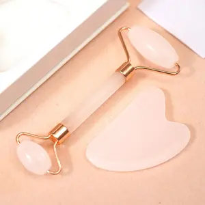 Gua Sha & Jade Roller Set, Cooling Face Roller & Gua Sha Tool for Depuffing, Facial Sculpting & Jawline Definition, Smooth Rolling Skincare Tools for Women & Men