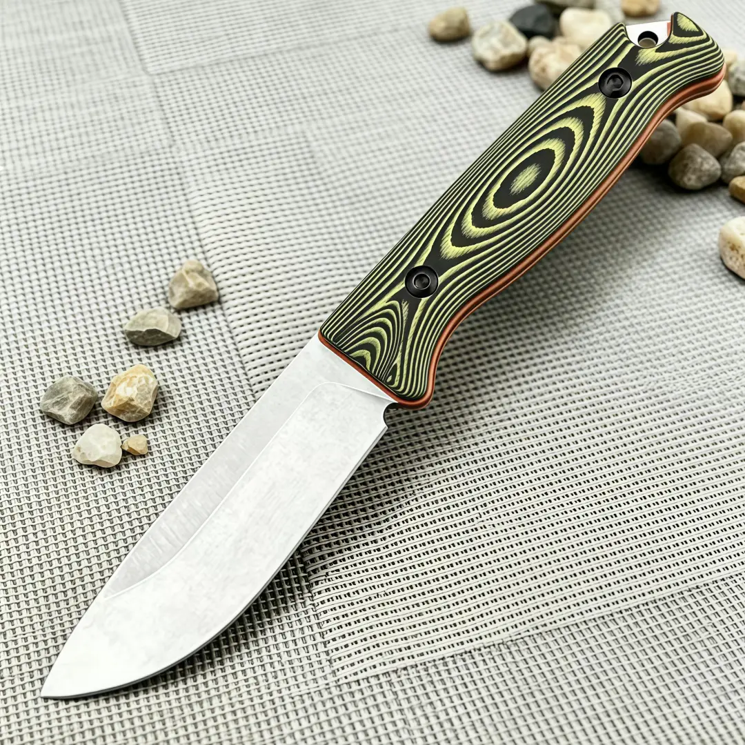 Model 15002 straight knife with sheath, D2 stainless steel blade, G10 handle, EDC tool suitable for outdoor adventures, camping, fishing, and more-an ideal gift choice.