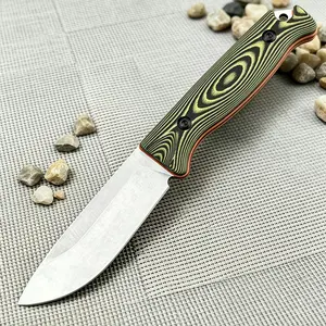 Model 15002 straight knife with sheath, D2 stainless steel blade, G10 handle, EDC tool suitable for outdoor adventures, camping, fishing, and more-an ideal gift choice.