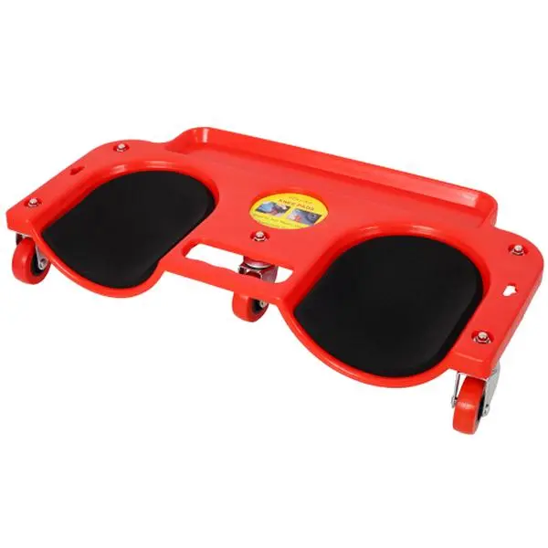 Rolling Knee Creeper Durable Knee Pads with Full 360 Degree Turn Casters and Tool Tray, Garage Kneeling Pads on Swivel Castors for Home Workshop Auto Repairing Maintaining, Red