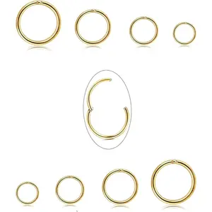 Jstyle 8Pcs 16G Surgical Steel Hinged Clicker Segment Nose Rings Hoop Helix Cartilage Daith Tragus Sleeper Earrings Body Piercing 6-12MM Improved Daily