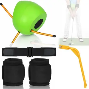 Golf Training Aids 5-Piece Complete Swing Trainer Set - Includes The Connector Ball, Wrist Hinge, Arm Band & 2 Wristbands - Fix Chicken Wing & Improve Consistency - Gift for Beginner Men Women