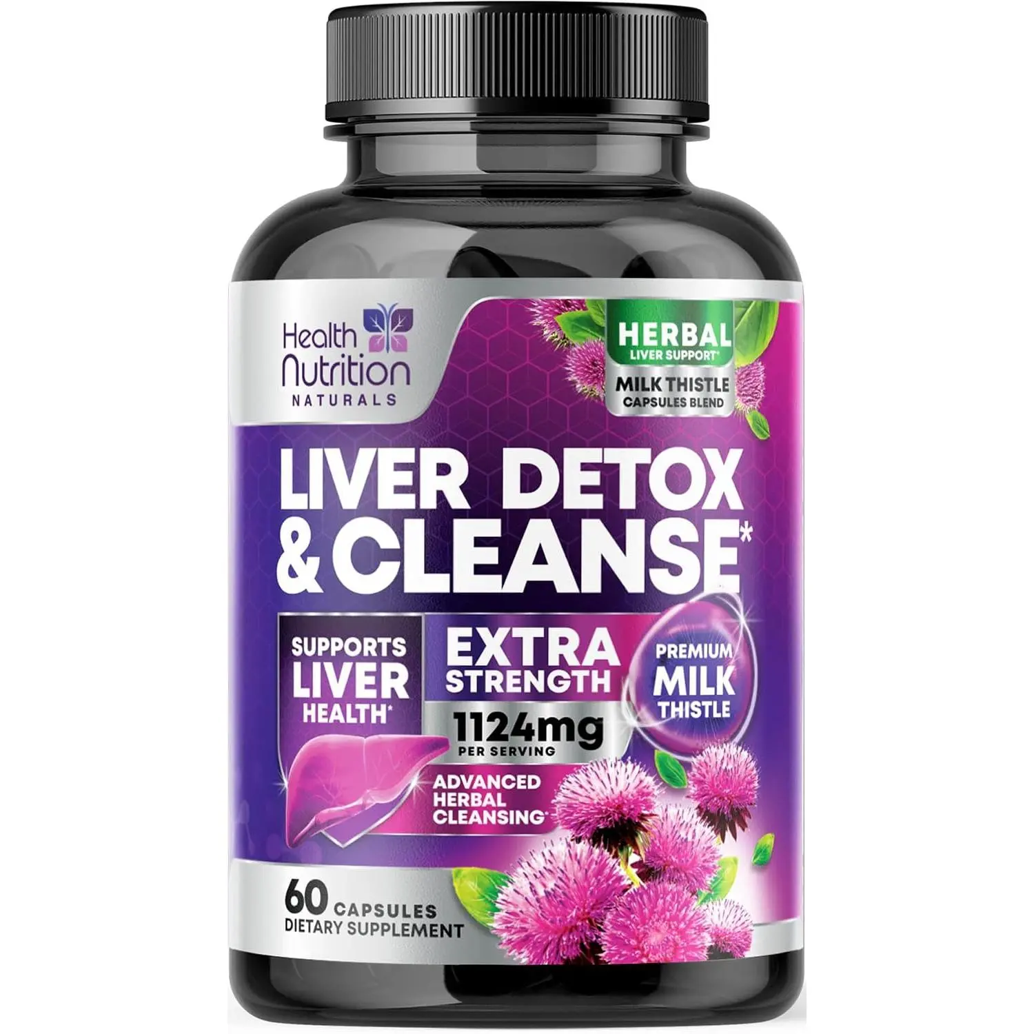 Gentle Liver Cleanse Detox & Repair Capsules – Herbal Supplement with Milk Thistle Silymarin, Artichoke Extract, Dandelion, Beet Root, Chicory, Turmeric – Non-GMO, Vegan Advanced Health Support Formula