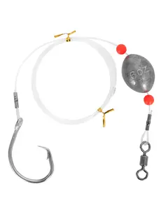 BLUEWING Fishing Grouper Rig with 4-8oz Egg Sinker Weight, 50-300lbs Mono Line and 2/0-15/0 Stainless Steel Circle Hook Offshore Big Game Fishing Rig