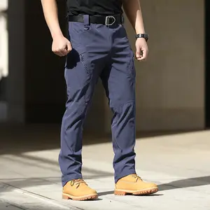 Men's Tactical Work Pants with Zipper Pockets Straight Leg Fitted Style Durable Scratch Resistant for Hiking Travel Outdoor Activities Breathable Lightweight Running sweatpants