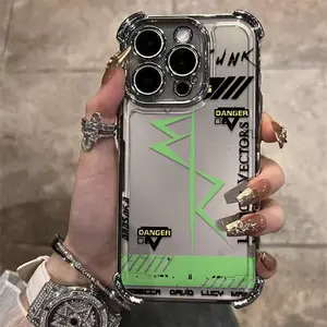 Cyber Edge Clear Fashion Airbag Electroplating Anti Drop Phone Case Suitable for iPhone 17 Pro Max Phone Case 17 Air 16 E 15 Plus 14 13 12 11 X XS XR, Samsung Galaxy S22 S23 S24 S25 ULTRA FE Plus EDGE Full Coverage Lens Protection