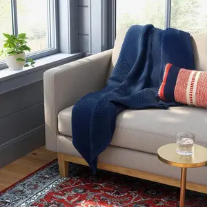 50"X 60" Washed Knitted Throw Blanket Blue - Threshold