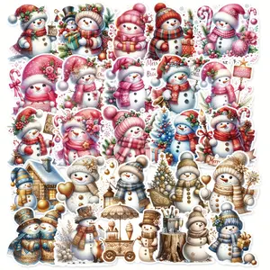 50/100/200PCS Cute Christmas Snowman Stickers For Junk Journal Water Bottle Laptop Phone Cases Party Decoration Christmas Gift